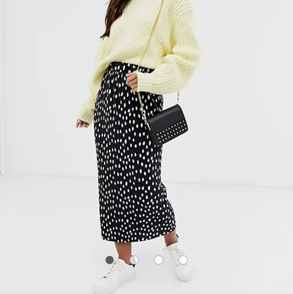 ASOS mono spot plisse column maxi skirt